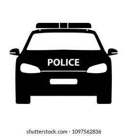 Vector icon of a police car front view on a transparent background