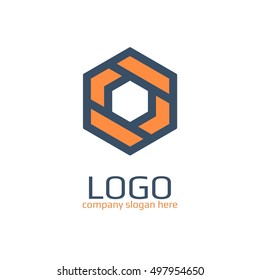 Vector of icon / Polyhedron as a sign. Business icon for the company ceramic tiles / Hotel. This concept logo, label or badge for furniture shops / salons. Other companies. Vector illustration.