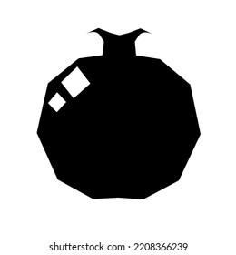 Vector icon of a pomegranate silhouette. Fruit is black on a white background. Great for fruit posters