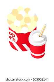 Vector icon popcorn and drink