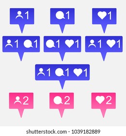 Vector icon popup follower, like, comment