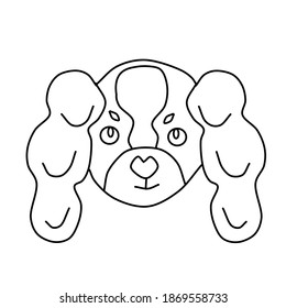 Icono vectorial retrato de un perro pequeño dibujado al estilo de los garabatos. Logotipos de perros españoles. Ilustración vectorial al estilo de las caricaturas. Dibujo de esquema