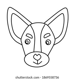 Vector icon portrait of a small dog drawn in the style of doodles. Cute Toy Terrier dog logos. Vector illustration in cartoon style. Outline drawing