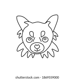Vector icon portrait of a small dog drawn in the style of doodles. Cute Chihuahua dog logos. Vector illustration in cartoon style. Outline drawing