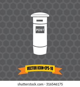Vector Icon of Post Box Or Letter Box on Dark Gray Background. Eps.10.