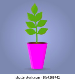 Vector icon of a pot with a flower. Flower pot.