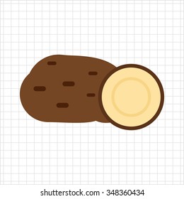 Vector icon of potato tuber and cut potato half