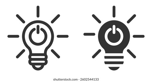 Vector icon of power button inside lightbulb
