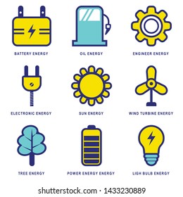 vector icon power energy electricity and natural source industry