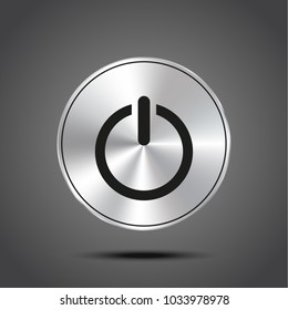 vector icon Power metallic isolated on dark background