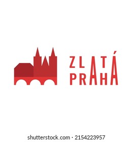 Icono vector de Praga. Logo de Praga, checo. Emblema rojo de la ciudad. Ilustración gráfica de Praga. 