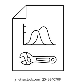 Ícone de vetor para Monitoramento Preditivo de Máquina. Chave inglesa com lógica analítica para cuidados baseados na condição.