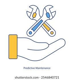 Icono de Vector para mantenimiento predictivo. Llave inglesa con gráfico de análisis que simboliza el cuidado proactivo del equipo.