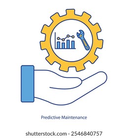 Ícone de vetor para Análise de Reparo Preditivo. Chave com gráfico de dados para precisão operacional.