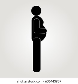 vector icon of a pregnant woman stick figure black