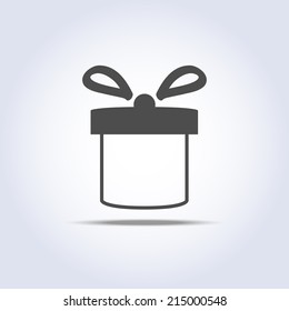 Vector icon of present box with shadow. Vector illustration