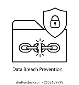 Ícone de vetor para evitar violações de dados. Representa medidas de segurança cibernética para proteger dados confidenciais.