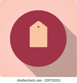 Vector icon "price" on a red circle with a long shadow