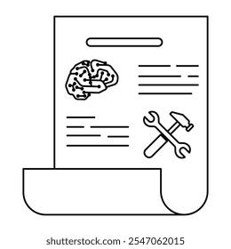 Ícone de vetor para a Análise de Manutenção Proativa. Chave inglesa combinada com gráfico de dados para insights.