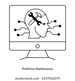 Icono de Vector para mantenimiento proactivo. Muestra la llave inglesa con el gráfico de datos para el análisis de la salud del equipo.