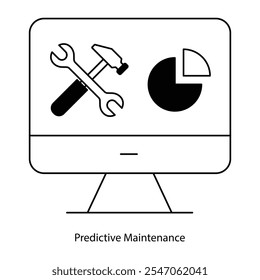 Icono de Vector para sistemas de reparación proactivos. Representa la llave inglesa y el gráfico de análisis para la predicción.