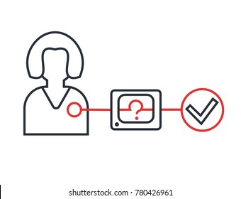 Vector icon of the process of diagnosing breast cancer. The procedure of mammography for the prevention of cancer