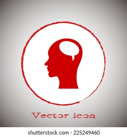 Vector icon profile Red round button on a gray background
