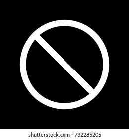 Vector icon prohibiting sign. Impossible. Stop and ban sign.Vector white icon on black background. 