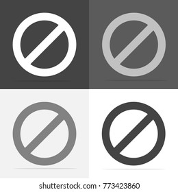 Vector icon prohibiting sign. Impossible. Stop and ban sign. Vector white icon on  white-grey-black color