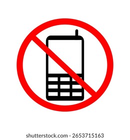 Vector icon prohibiting the use of mobile phones.