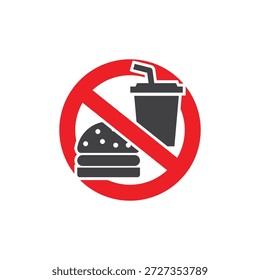 vector icon for prohibition of bringing food and drinks.