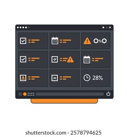 Vector icon of a Project management board with tasks and deadlines.
