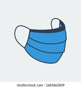 Vector icon of a protective medical mask. It represents a concept of medical protection, isolation, health safety and virus quarantine. Also can be used as a logo
