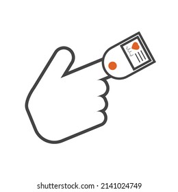 Vektorsymbol eines Pulsoximeters auf weißem, isoliertem Hintergrund.