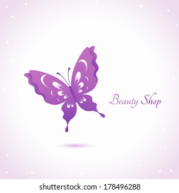 Vector icon purple butterfly. Vector illustration.