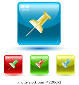 vector icon of push pin