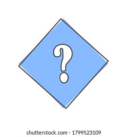  Vector icon question mark in a rhombus. Punctuation mark symbol cartoon style on white isolated background.