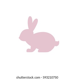 Vector icon with rabbit. Pink rabbit on white background. Easter bunny. Flat design.
