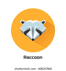 Vector icon raccoon, flat design