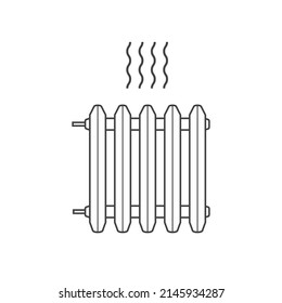 Vector icon of radiator. Battery for room heating icon on white isolated background.