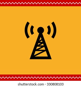 Vector icon of radio tower transmitting signal