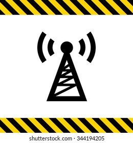 Vector icon of radio tower transmitting signal