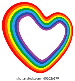Vector icon of rainbow 3d heart. Love sign.