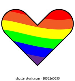 Vector icon of rainbow heart isolated on a white background, LGBT community sign. LGBT pride symbol