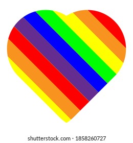 Vector icon of rainbow heart isolated on a white background, LGBT community sign. LGBT pride symbol