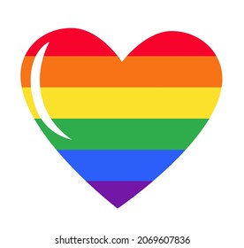 Vector icon of rainbow heart isolated on a white background, LGBT community sign. LGBT pride symbol. Isolated on white background. Rainbow, LGBT pride, gay,human rights, glasses concept