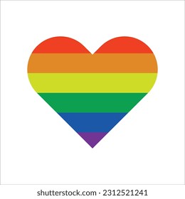 Vector icon of rainbow heart isolated on a white background,pride concept