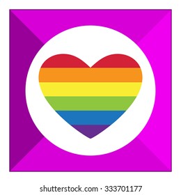 Vector icon of rainbow heart, lgbt community sign 