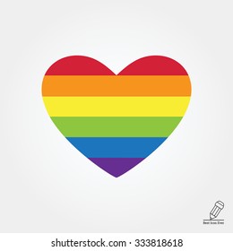 Vector icon of rainbow heart, lgbt community sign 