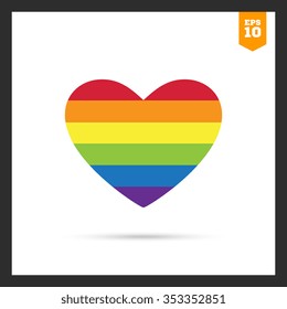 Vector icon of rainbow heart, lgbt community sign 